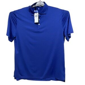 Ralph Lauren Polo Shirt Mens Size L Blue Black Stripe Performance Golf Wicking